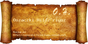 Oszaczki Hiláriusz névjegykártya